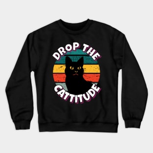 Crop The Cattitude Black Cat Crewneck Sweatshirt